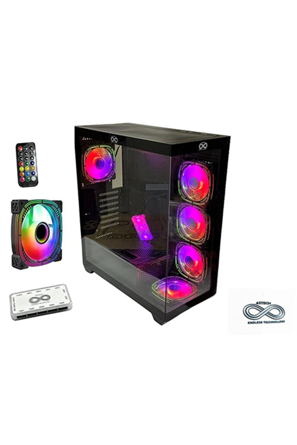 Aztech Aztech AZT101 RGB 5 Fanlı Siyah ATX Oyuncu Kasası Aztech Aztech AZT101 RGB 5 Fanlı Siyah ATX Oyuncu Kasası