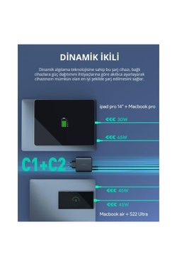 Aukey PA-B7S 100 W Hızlı Şarj Adaptörü