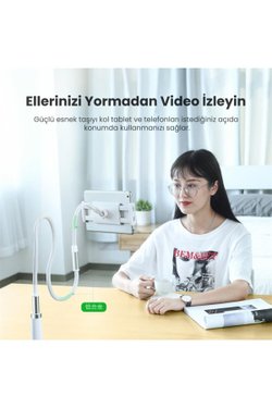 UGREEN 80906 LP113 360° 8cm Masalara Kadar Ayarlanabilir Flexible Esnek Yatak Masa Telefon Tutucu 90cm