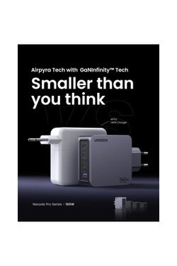 Ugreen Nexode Pro 160w Gan Hızlı Şarj Cihazı 100w Kablolu Type-c Qc Pd 3xusb-c 1xusb-a Gri 25877