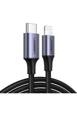 Ugreen Type-C To Lightning 3A Pd Mfi Sertifikalı Örgülü Hızlı Şarj Kablosu 2 Metre Gümüş 70525