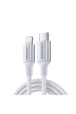 Ugreen Type-c To Lıghtnıng 3a Pd Mfi Sertifikalı Örgülü Hızlı Şarj Kablosu 2 Metre Gümüş 70525