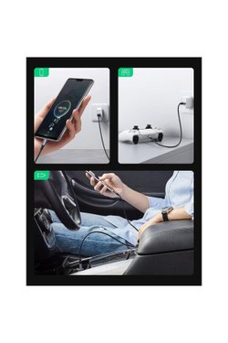 UGREEN TYPE-C TO USB-A 3A QC ÖRGÜLÜ HIZLI ŞARJ KABLOSU 1 MT SİYAH 60126