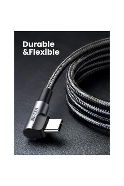 UGREEN USB-C 60W Thunderbolt USB3.1 GEN1 3A QC PD Hızlı Şarj Kablosu 1.5 Metre Siyah 50751