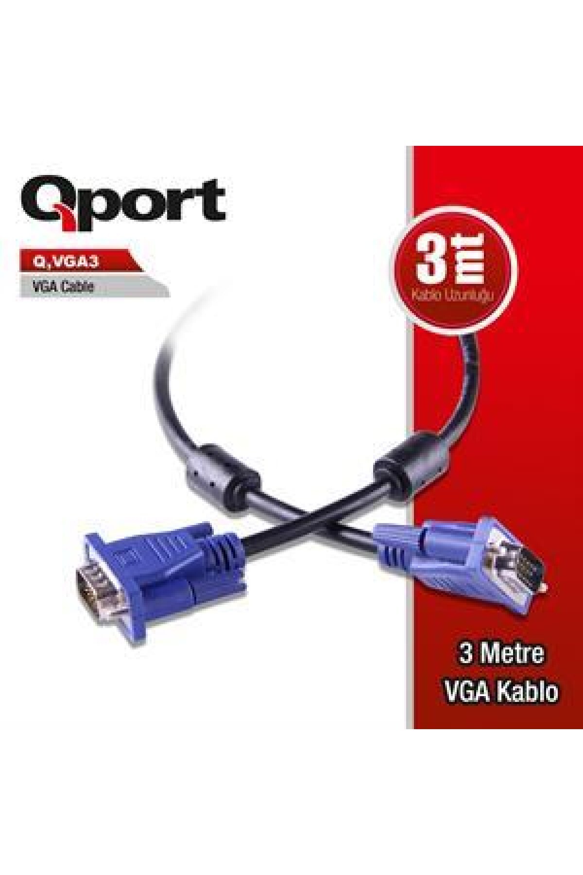 Flaxes Qport Q-VGA3 3 m VGA Kablo Flaxes Qport Q-VGA3 3 m VGA Kablo