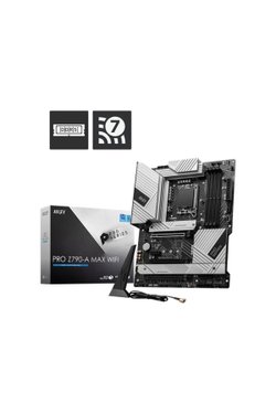 MSI Pro Z790-A Max WiFi | DDR5 7800MHz | 1x HDMI, 1x DisplayPort, 4x M.2, USB 3.2 | ATX | 1700P | 12., 13. ve 14. Nesil Intel İşlemci Uyumlu