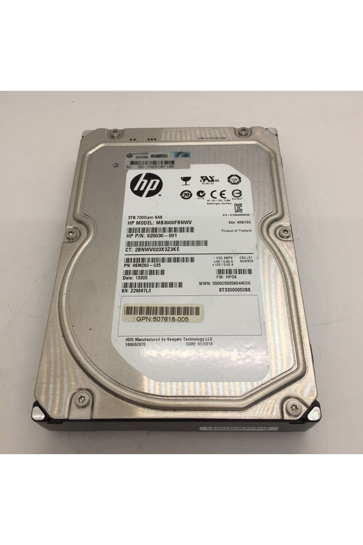 Hp Hp 625140-001 MB3000FBNWV 3tb 7.2k 64MB Sas-2 3.5" Harddisk Hp Hp 625140-001 MB3000FBNWV 3tb 7.2k 64MB Sas-2 3.5" Harddisk