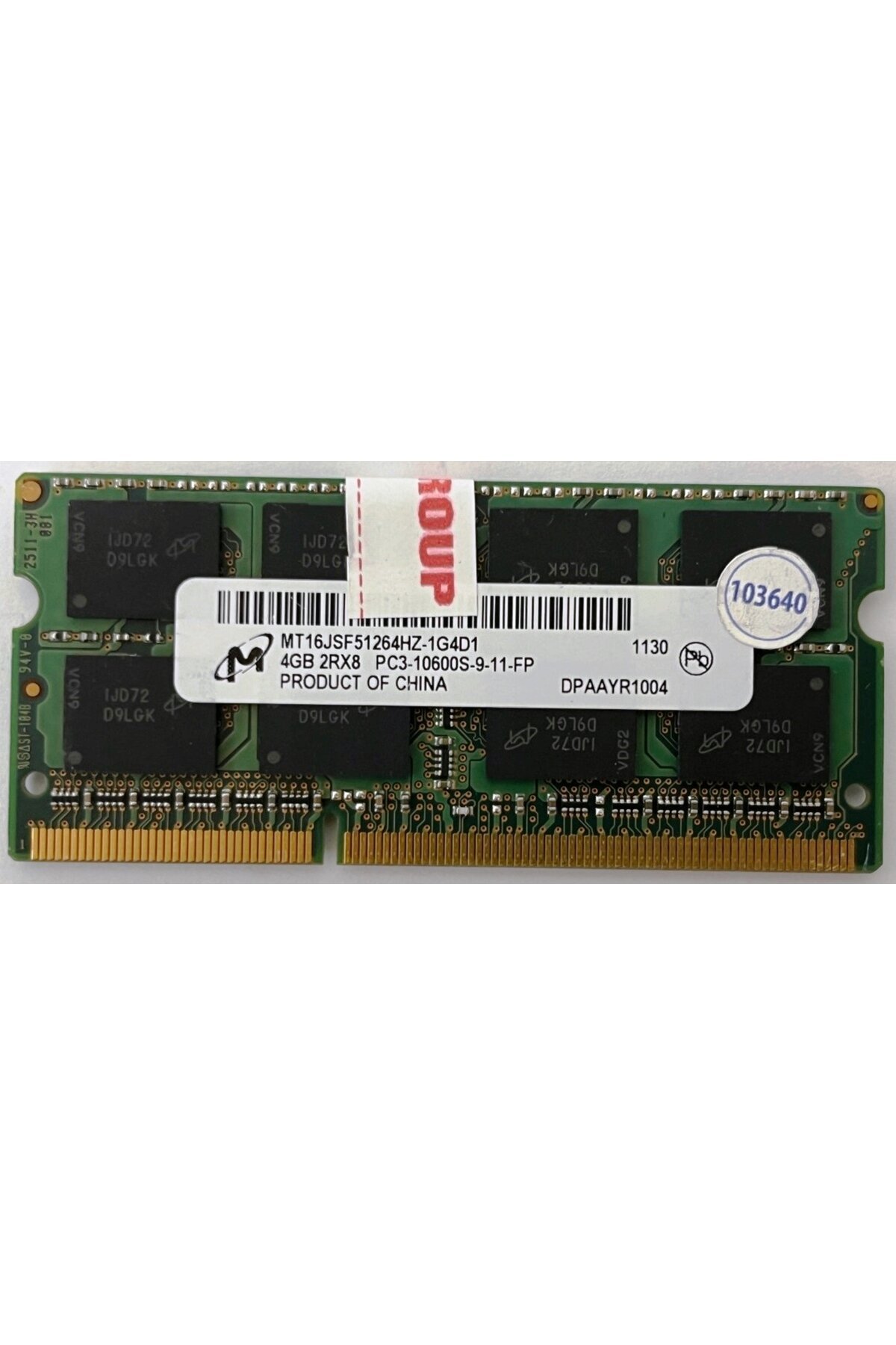 Micron Micron MT16JSF51264HZ-1G4D1 4 GB DDR3 1333 MHz CL9 Notebook Ram Micron Micron MT16JSF51264HZ-1G4D1 4 GB DDR3 1333 MHz CL9 Notebook Ram
