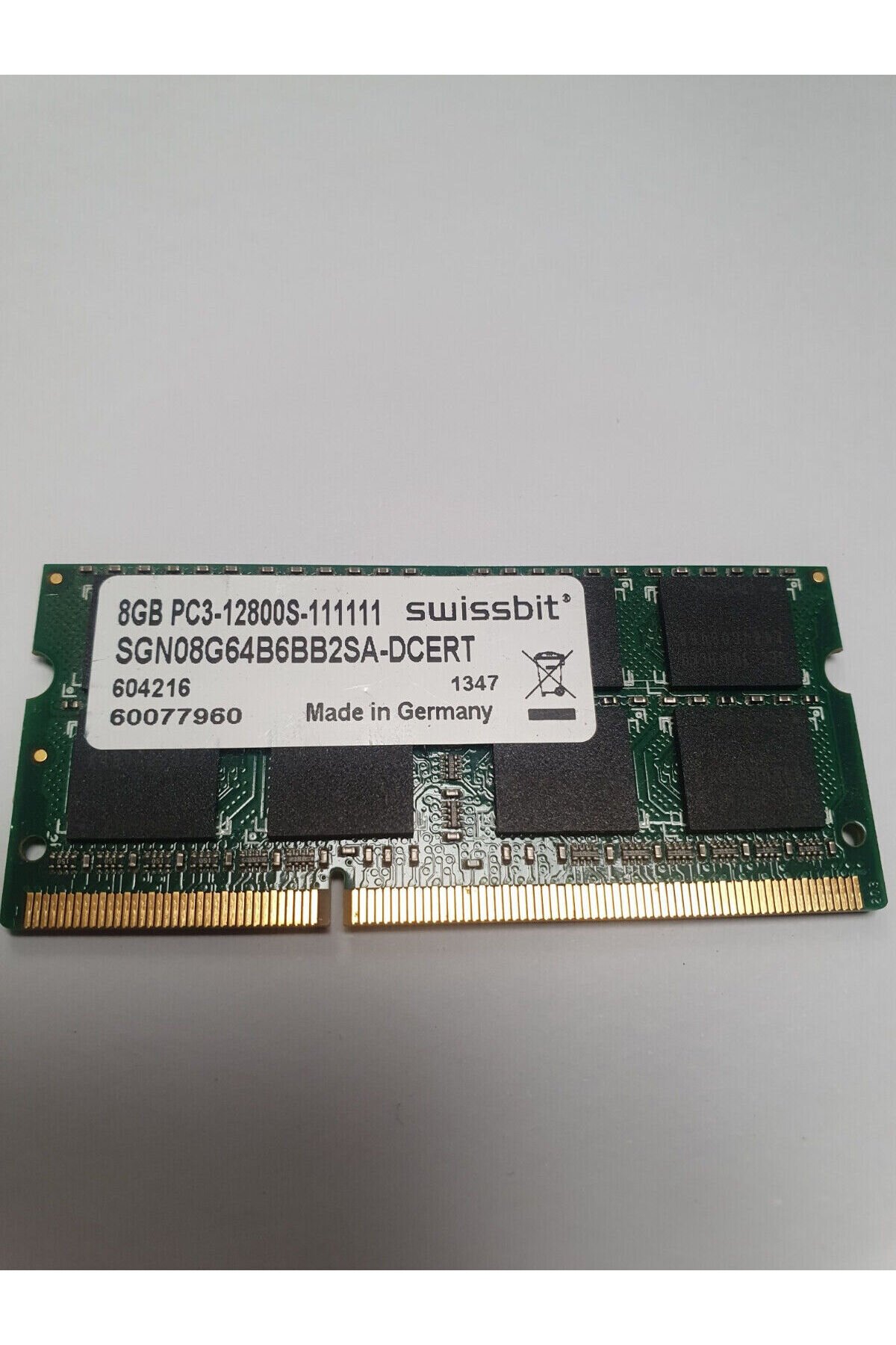 swissbit Swissbit 8GB PC3-12800S DDR3 1600MHz 1.5V SODIMM SGN08G64B6BB2SA-DCERT NOTEBOOK RAM BELLEK swissbit Swissbit 8GB PC3-12800S DDR3 1600MHz 1.5V SODIMM SGN08G64B6BB2SA-DCERT NOTEBOOK RAM BELLEK