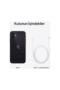 iPhone 12 128 GB Siyah Cep Telefonu Aksesuarsız Kutu