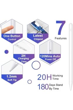 Apple iPad 10.2 inç 2021 (9.Nesil) için Avuç İçi Reddetmeli Dokunmatik Kalem Active Stylus Özel Yazı Çizim Kalemi FSKL03