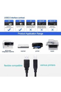 Usb Yazıcı Printer Arabağlantı Kablosu Usb 2.0 Yüksek Hız 1.5 Mt