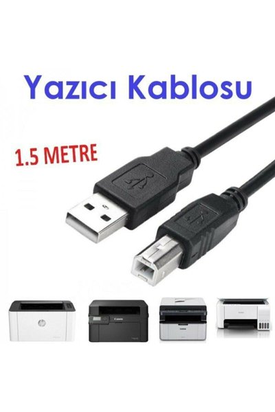 Siyah Hp Laserjet Pro P1102w 1,5m Metre Usb 2.0 Yazıcı Printer Kablosu
