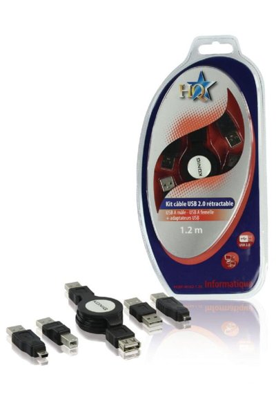 HQ HQBF-M162-1.20 Cable Kit USB 2.0 Retractable M/F 1.20 m 5412810153770